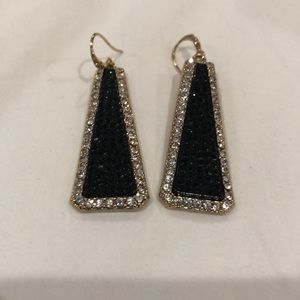 Black and crystal Triangle drop earrings